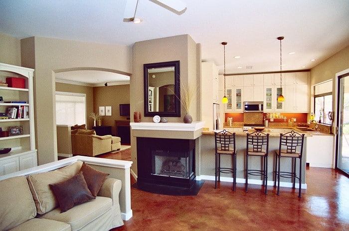 home kitchen interior, open floor plan